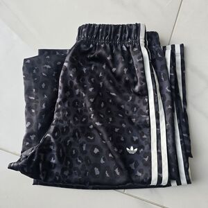 Adidas Leopard Print Wide Leg Satin Pants- Small